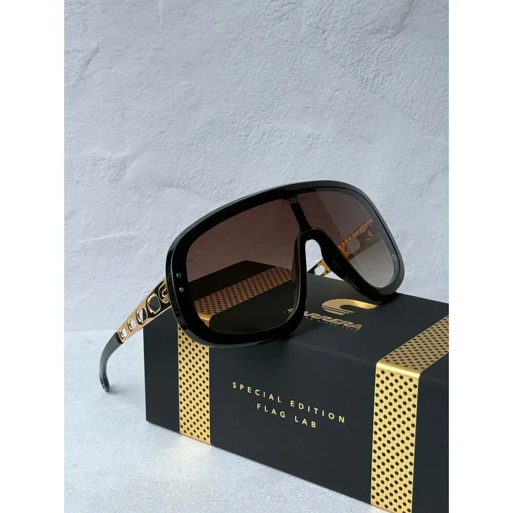 Carrera Flaglab 17 Oversized Mask Sunglasses in Black